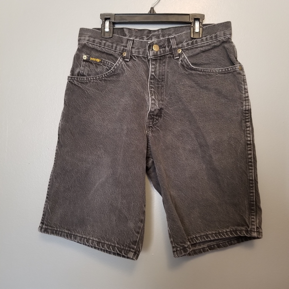 VTG H-I-S faded black denim shorts size 28